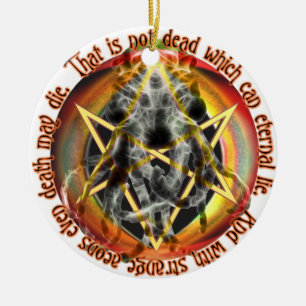 Das ist nicht tot, das ewige Lügen kann Keramikornament