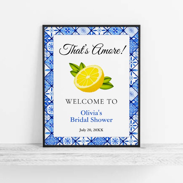 Das ist noch mehr | Empfang durch das Mittelmeer-B Poster (That's Amore | Mediterranean Lemon Bridal Shower Welcome Sign   )
