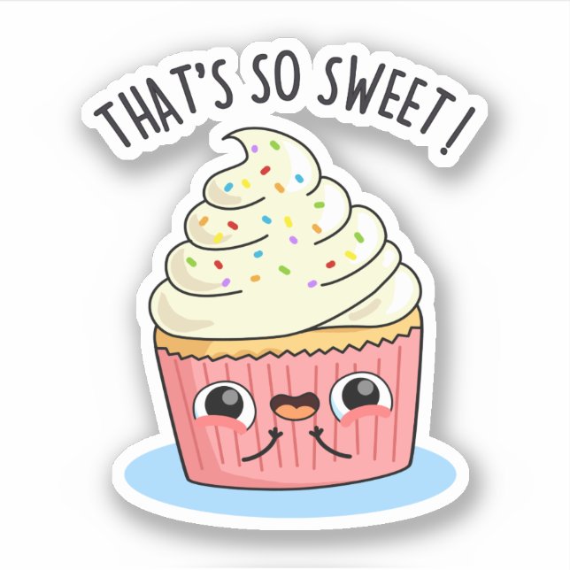 Das ist so süßer, sonniger Sprinkler Cupcake Pun Aufkleber (Vorderseite)