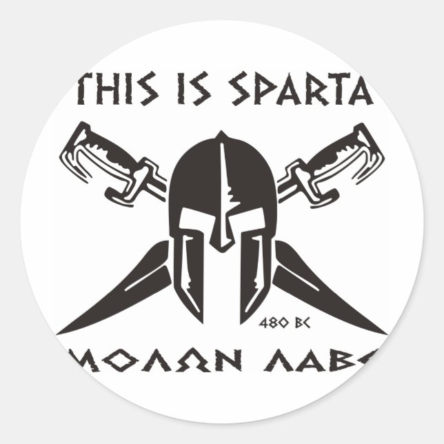 Das ist Sparta - Molon Lave - Black Runder Aufkleber (Vorderseite)