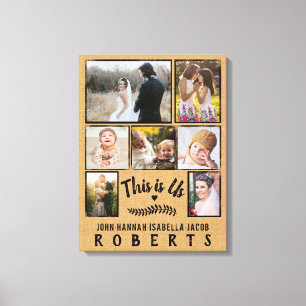 Das ist US Burlap Farmhouse 7 Family Foto Collage Leinwanddruck