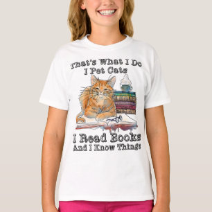 Das ist, was ich füttere Katzen ich lese Bücher un T-Shirt