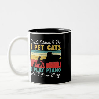 Das ist, was ich füttere Katzen ich spiele Klavier Zweifarbige Tasse