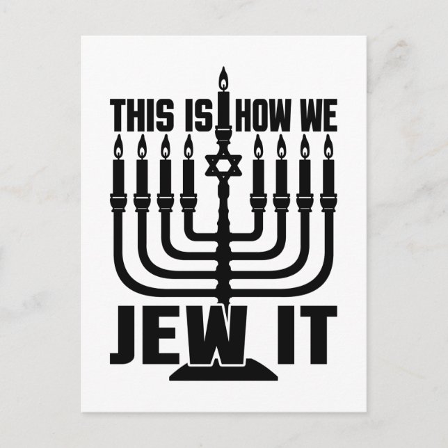 Das ist, wie wir es jüdisch, Menorah jüdisches Wei Postkarte (Vorderseite)