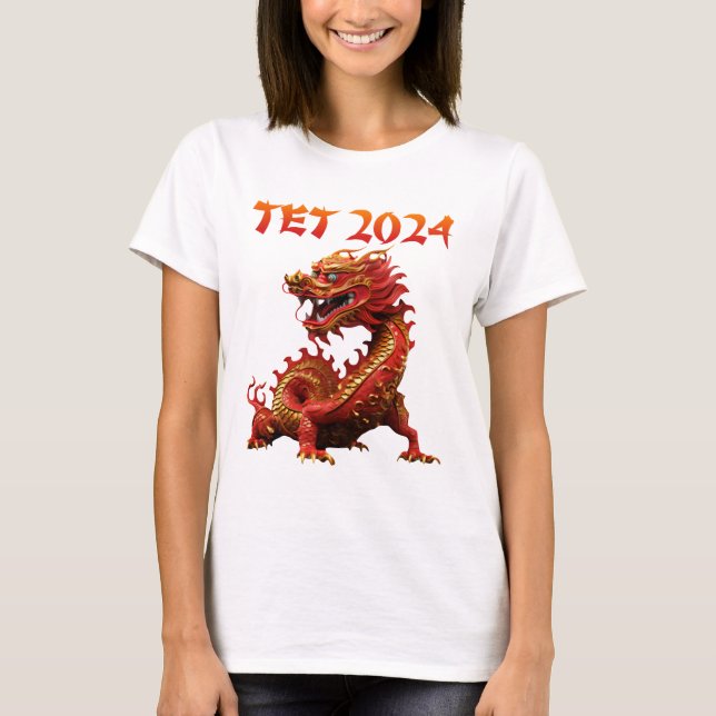Das Jahr 2024 des vietnamesischen Drachen im neuen T-Shirt (Vorderseite)