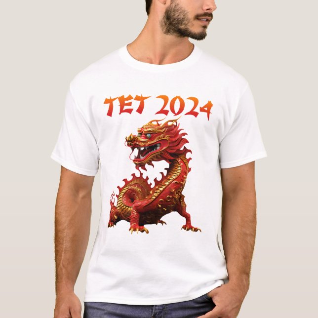 Das Jahr 2024 des vietnamesischen Drachen im neuen T-Shirt (Vorderseite)
