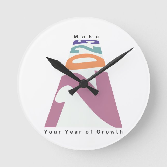 Das Jahr 2025 zum Jahr des Wachstums machen Runde Wanduhr (Vorderseite)