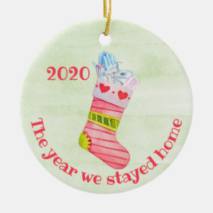 Das Jahr, das wir Zuhause 2020 Covid Chritsmas Ble Keramik Ornament