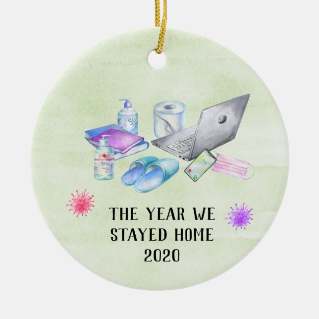 Das Jahr, das wir Zuhause 2020 Covid Chritsmas Ble Keramik Ornament (Vorne)