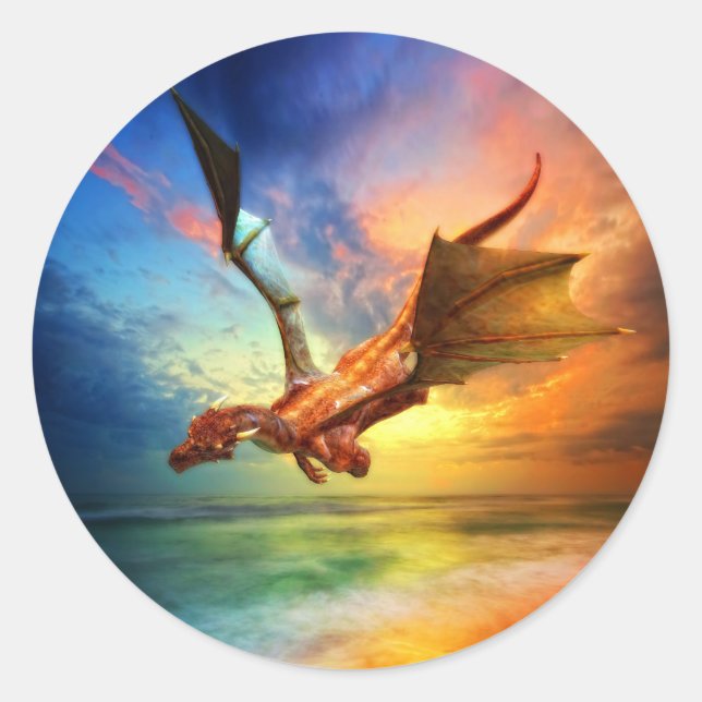 Das Jahr des Drachen Runder Aufkleber (Vorderseite)