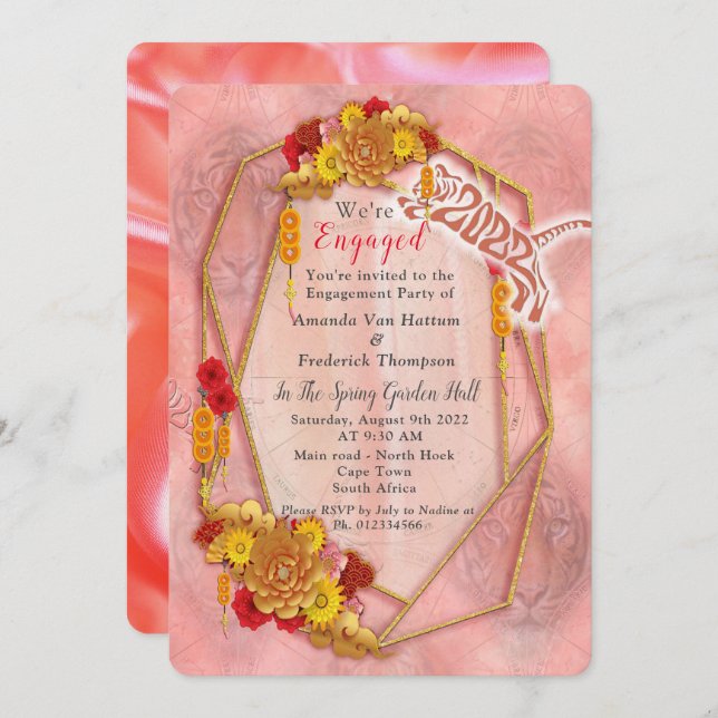 Das Jahr des Tigers Einladung (Vorne/Hinten)