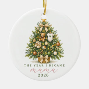Das Jahr, in dem ich Mama wurde Wasserfarben-Chris Keramik Ornament
