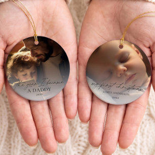 Das Jahr, in dem ich Papa wurde 2 Foto Baby Weihna Keramik Ornament