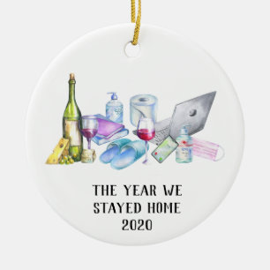 Das Jahr, in dem wir 2020 zu Hause blieben Covid W Keramik Ornament