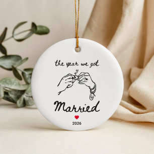 Das Jahr, in dem wir geheiratet haben, handgezeich Keramik Ornament