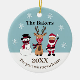 Das Jahr, in dem wir Zuhause Funny Santa Reindeer Keramik Ornament