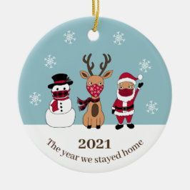 Das Jahr, in dem wir Zuhause Funny Santa Reindeer Keramik Ornament