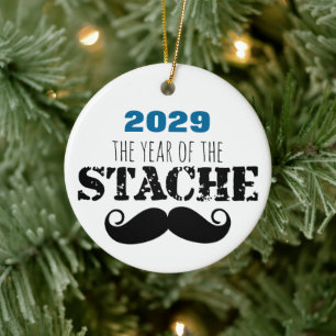 Das Jahr T\the Stache Mustache Keramik Ornament