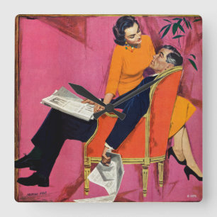 Das Jahr von Unzufriedenheit Quadratische Wanduhr