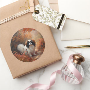 Das japanische Kinn im Herbst Inspiriere Runder Aufkleber