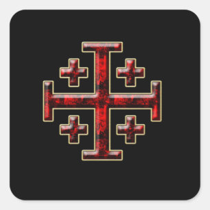 Das Jerusalem-Kreuz - schwarz Quadratischer Aufkleber
