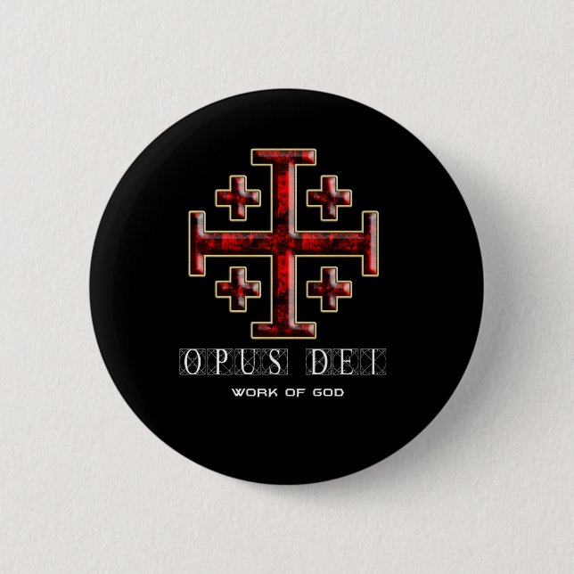 Das Jerusalem-Kreuz - ver 1 - Opus Dei - Schwarzes Button (Vorderseite)