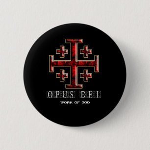Das Jerusalem-Kreuz - ver 1 - Opus Dei - Schwarzes Button