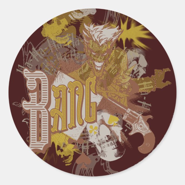 Das Joker Gun / Bang Carnival Collage Runder Aufkleber (Vorderseite)