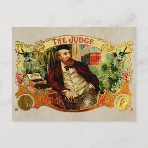 Das Judge Vintage-Zigarrenkistenetikett Postkarte