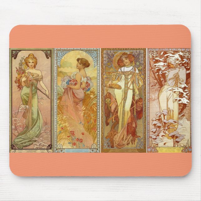 Das Jugendstil der vier Jahreszeiten Mousepad (Vorne)