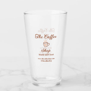 Das Kaffeehaus und Website Social Media Geschäft Glas