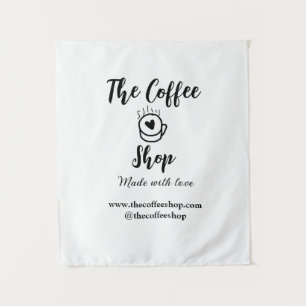 Das Kaffeehaus und Website Social Media Geschäft Wandteppich