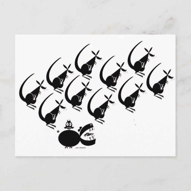 Das Känguru sprang über den Hippo Postkarte (Vorderseite)