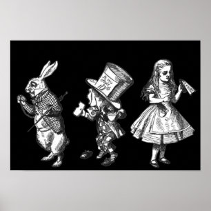 Das Kaninchen, das Hatter & Alice Wonderland Poste Poster