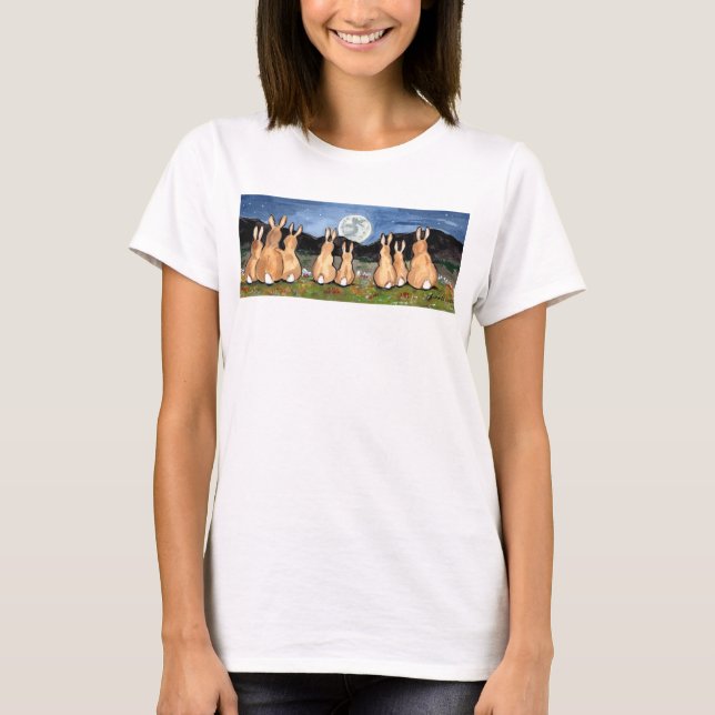 "Das Kaninchen im Mond" Kaninchen-Familien-T - T-Shirt (Vorderseite)