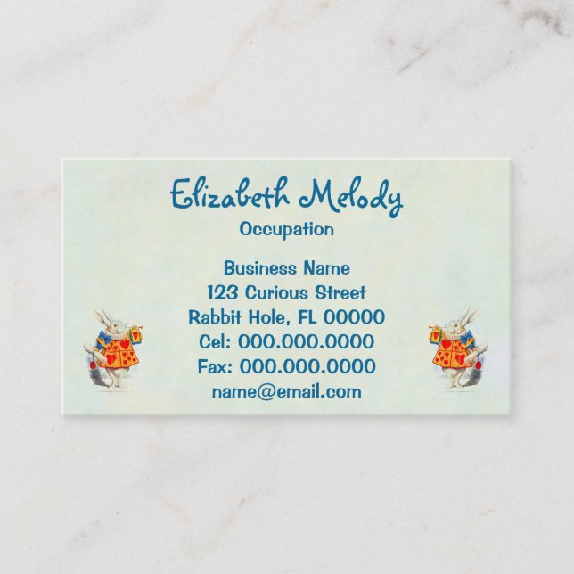Das Kaninchen in der Alice im Wunderland ~ Visitenkarte (Vorderseite)