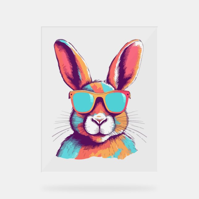Das Kaninchen mit einer Brille verschmieren Acrylschild (Vorderseite)