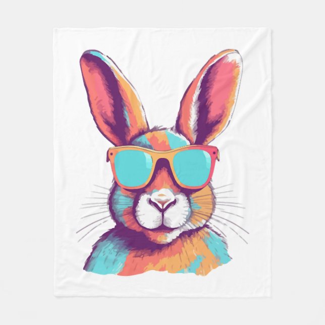 Das Kaninchen mit einer Brille verschmieren Fleecedecke (Vorderseite)