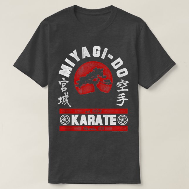 Das Karate-Kind Miyagi-Do-Kampfflugzeug steht oben T-Shirt (Design vorne)