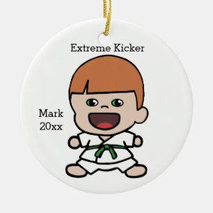 Das Karate-Weihnachtsverzierung des Jungen Keramik Ornament