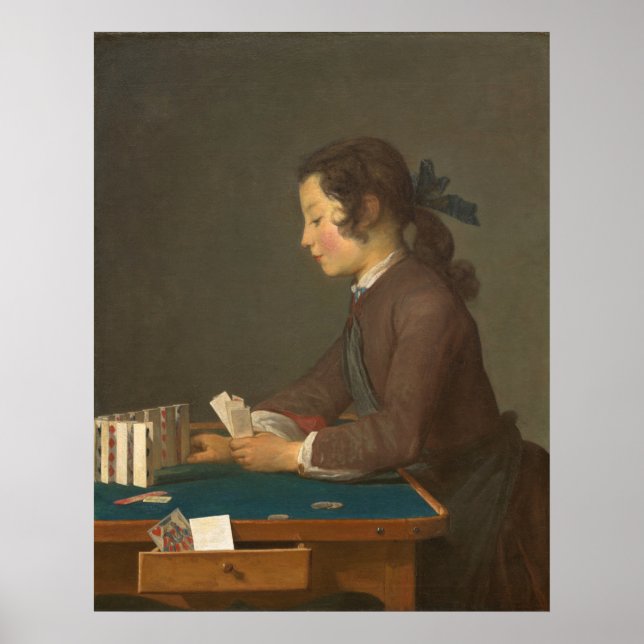 Das Kartenhaus - Jean-Siméon Chardin Fine Art Poster (Vorne)