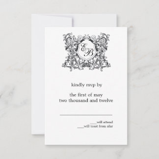 Das "Kate" Monogram-Hochzeitprogramm RSVP Karte
