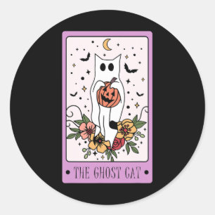 Das katzenartige Tarot Ghost Halloween Pumpkin Cat Runder Aufkleber