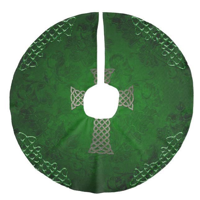 Das keltische Kreuz Leinenimitat Weihnachtsbaumdecke (Vorderseite)