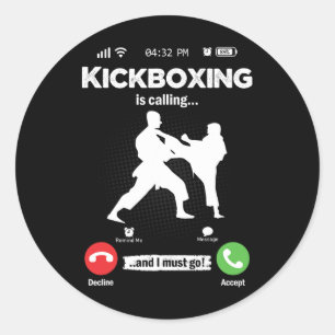 Das Kickboxen ruft Retro-Märtyrer Kunst Männer K Runder Aufkleber
