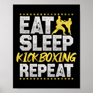 Das Kickboxen wiederholt Retro-Martial-Arts-Männer Poster