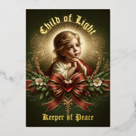 Das Kind, das die Folien-Weihnachtskarte segnet Folien Feiertagskarte