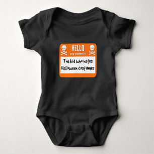 Das Kind, das Halloween-Kostüme hasst Name-Tag Baby Strampler