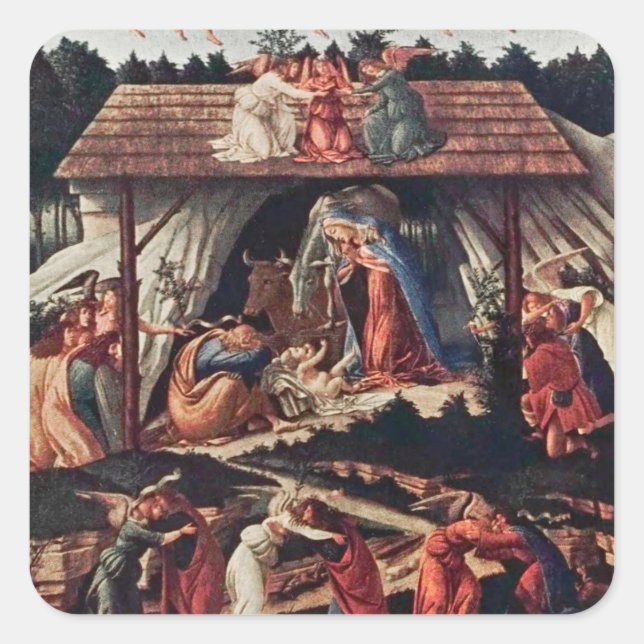 Das Kinderbuch zum Weihnachtsfeiertag Quadratischer Aufkleber (Vorderseite)