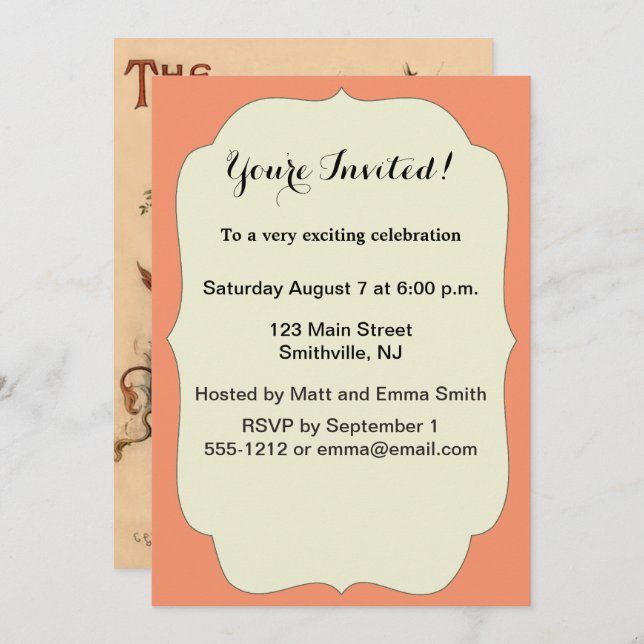 Das Kinderzimmer Alice 1890 Vintag Wonderland Cove Einladung (Vorne/Hinten)